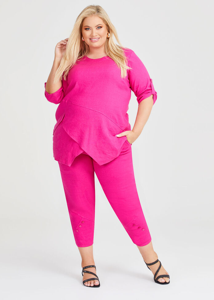 Stretch Linen Drape Tunic, , hi-res