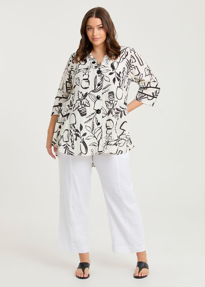 Abstract Print Natural Shirt, , hi-res