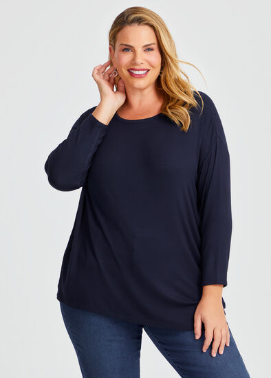 Plus Size Natural Asymmetrical Rib Top
