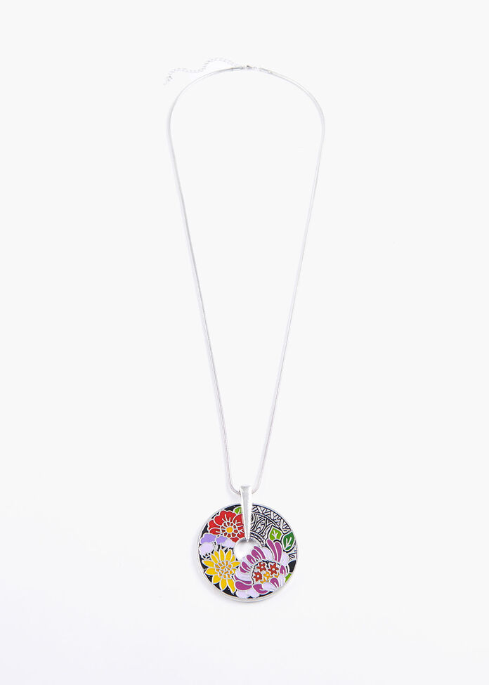 Enamel Flower Necklace, , hi-res