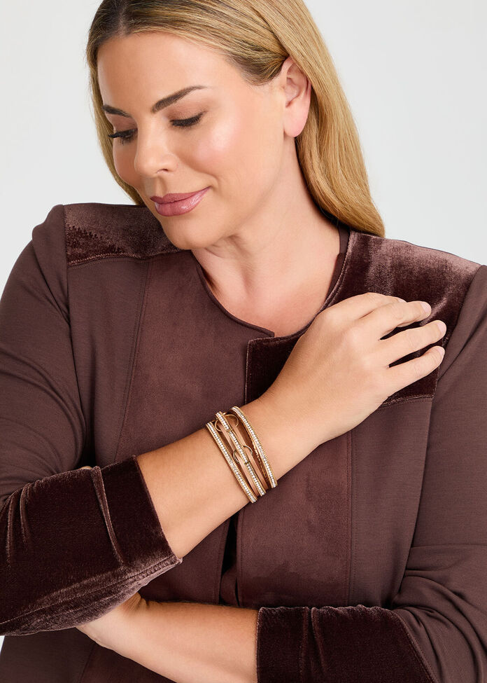 Metallic Clasp Ring Bracelet, , hi-res