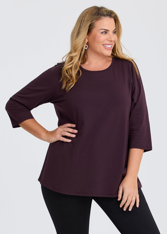 Good Earth Australian Cotton 3/4 T-Shirt, , hi-res
