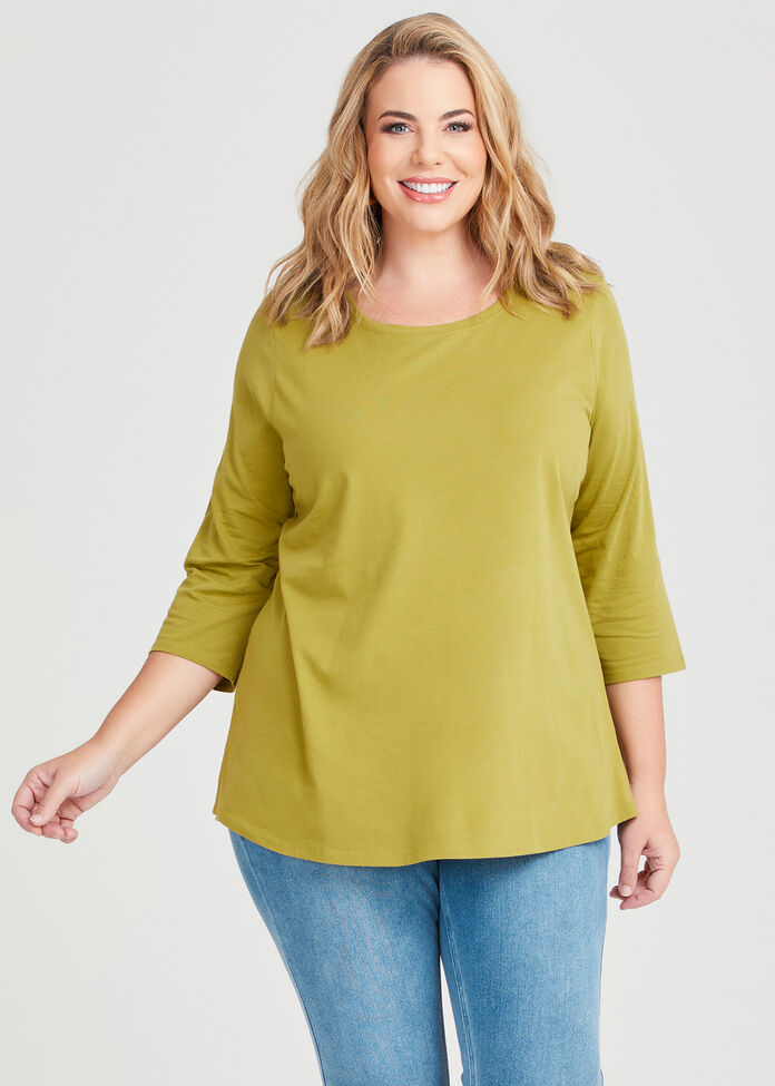 Good Earth Australian Cotton 3/4 T-Shirt, , hi-res