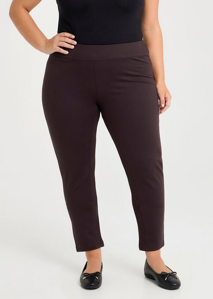 Petite Ponte Cleo Slim Leg Pant, CHOCOLATE PLUM, hi-res