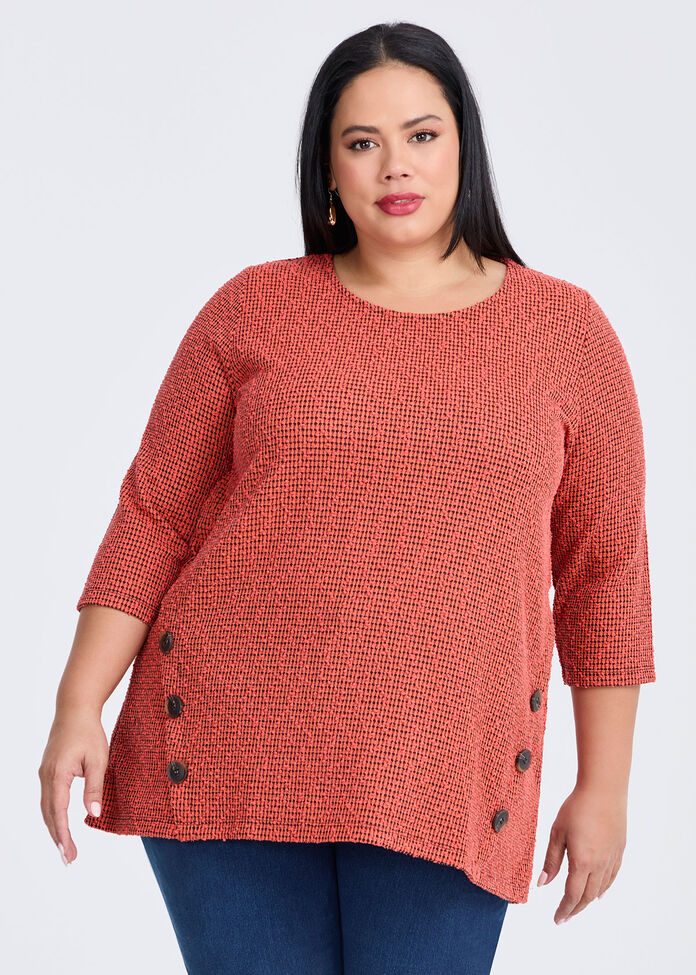 Textured Button Detail Top, , hi-res