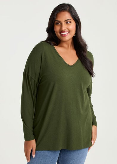 Plus Size Australian Wool Modal V-neck Top