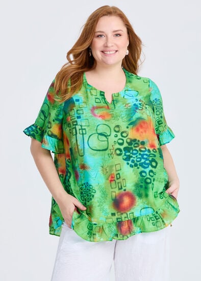 Plus Size Salsa Ruffle Natural Top