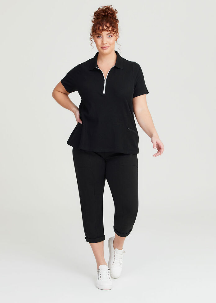 Polo Front Zip Pocket Top, , hi-res