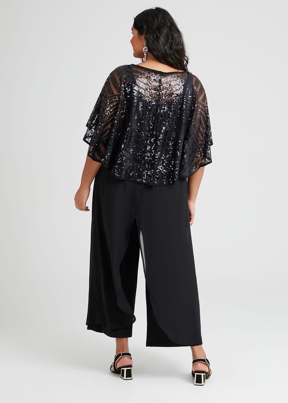 black sequin cape