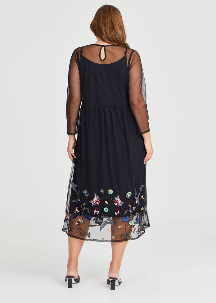 Embroidered Mesh Dazzle Dress, , hi-res