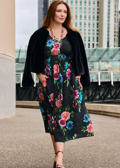 Plus Size Wild Rose Floral Maxi Dress