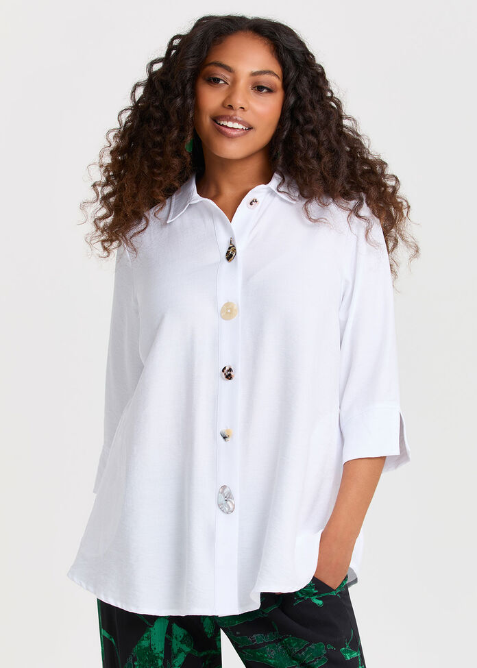 Button & Zip Detail Natural Shirt, , hi-res