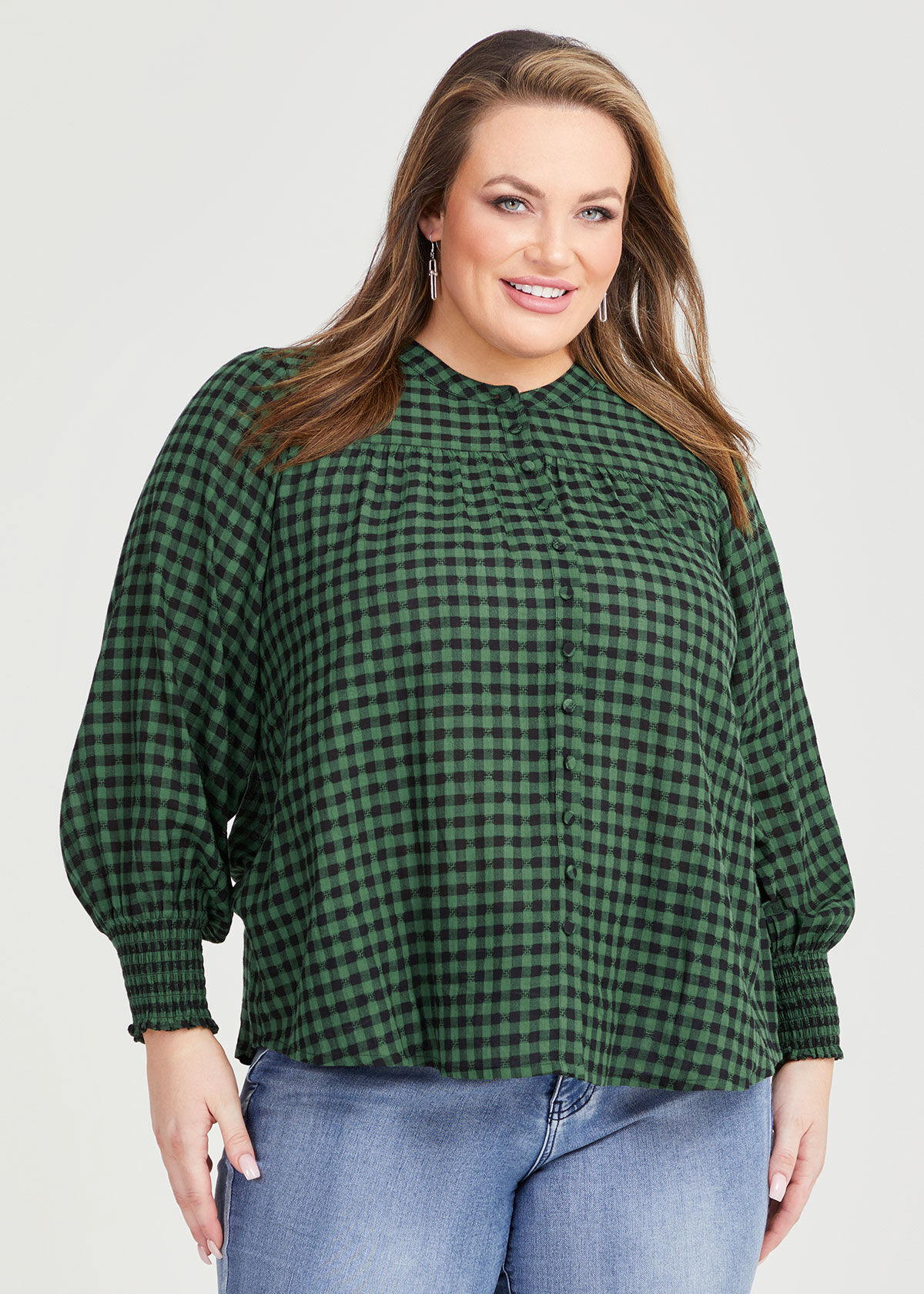 Gingham shirt plus size outlet
