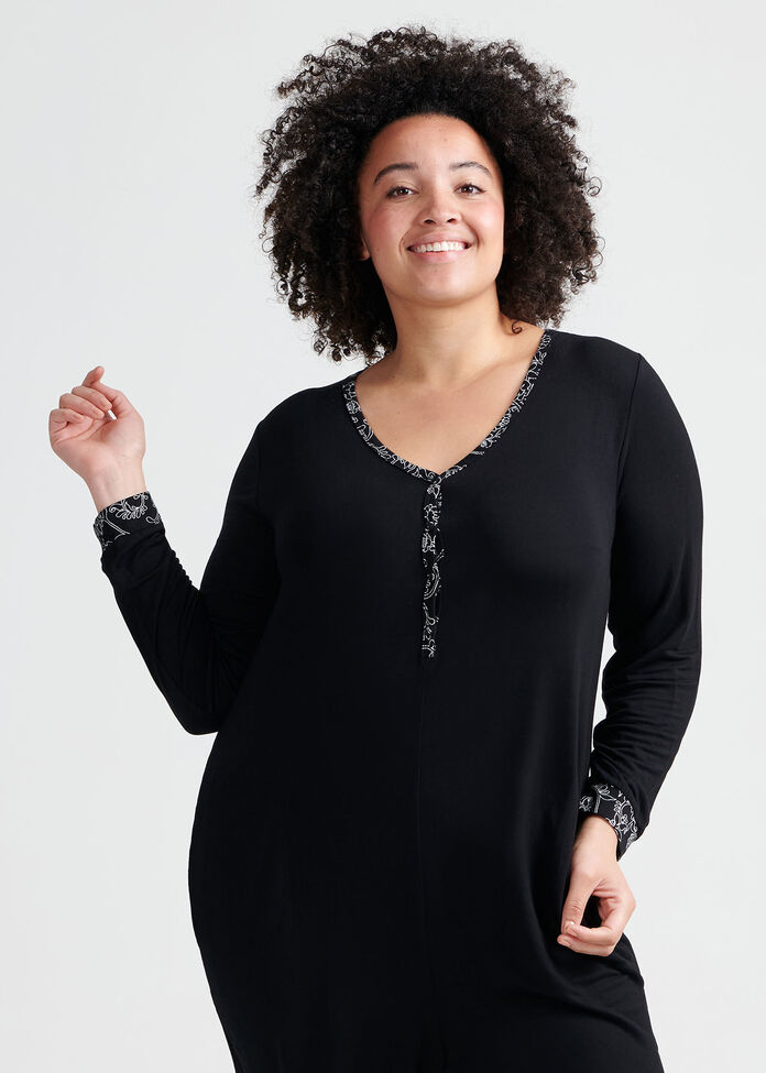 Black Bamboo Lounge Onesie, , hi-res