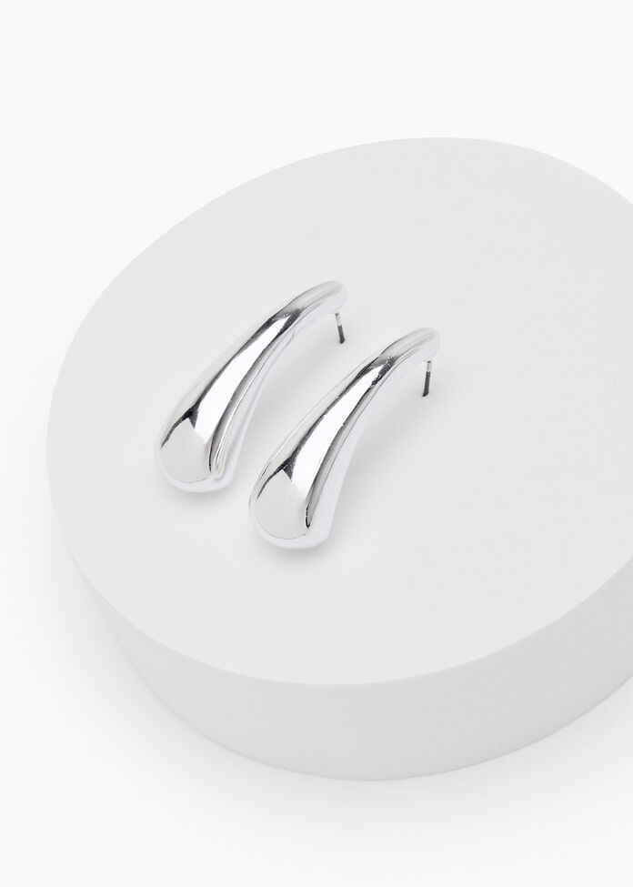 Shiny Silver Earrings, , hi-res