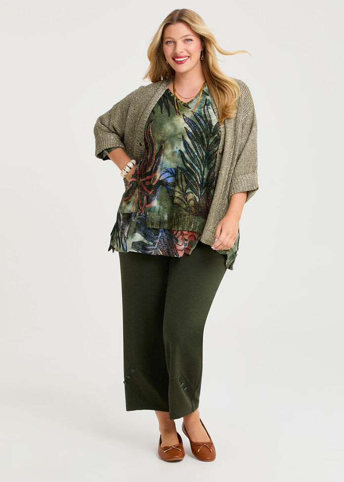 Button Detail Bamboo Ponte Pant, , hi-res