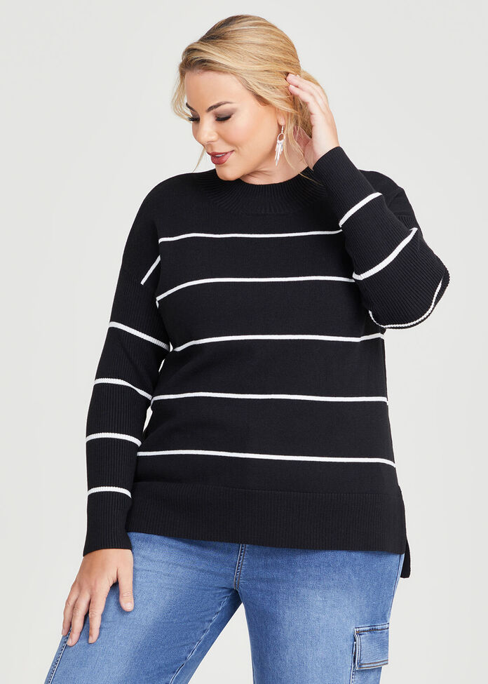 Hi-lo Stripe Jumper, , hi-res