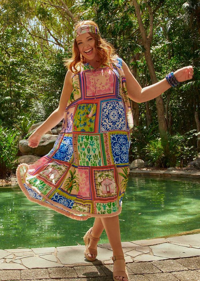 Hayley Mixed Tile Print Dress, , hi-res