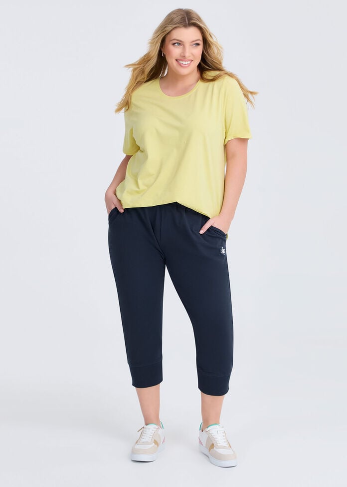 Cotton Rib Cuff Crop Trackpant, , hi-res