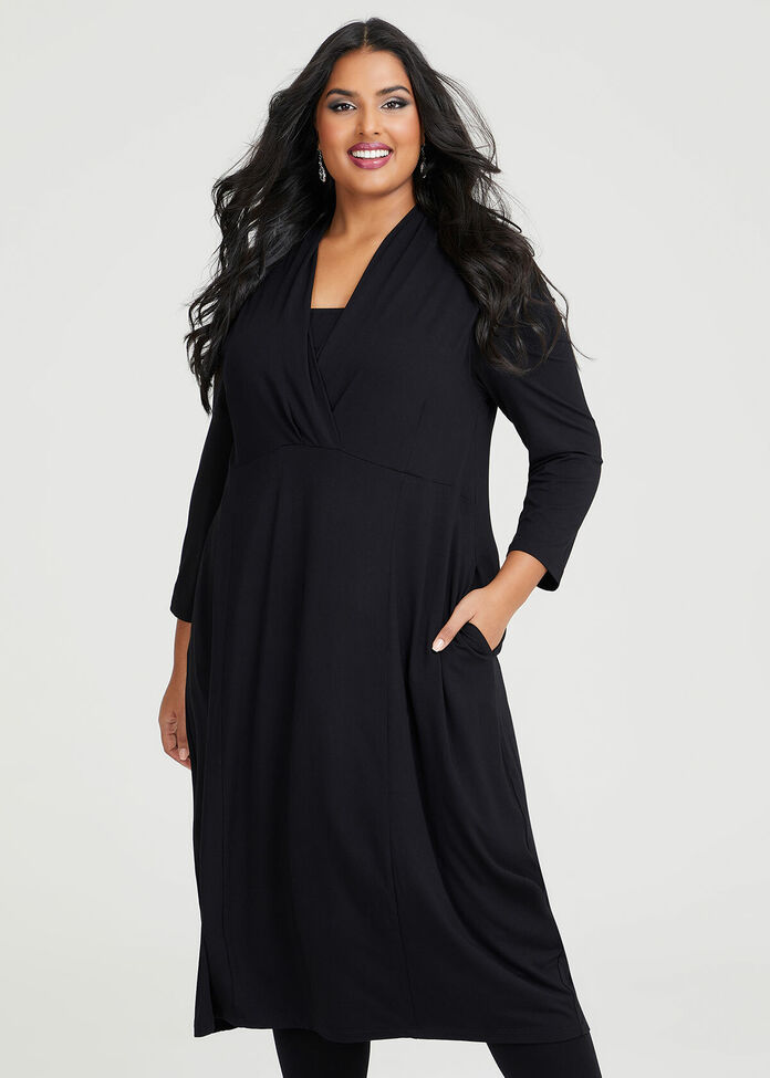 Shop Plus Size Mock Wrap Bamboo Dress in Black | Taking Shape AU