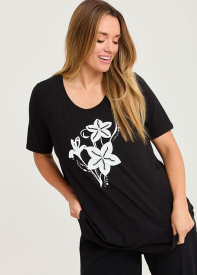 Plus Size Natural Bloom Angeled Hem Top