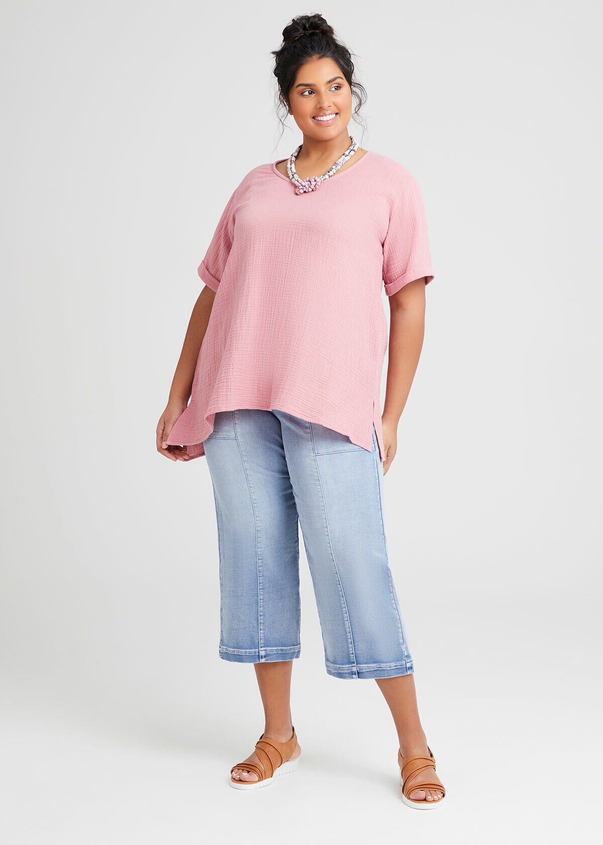 gauze tops plus size