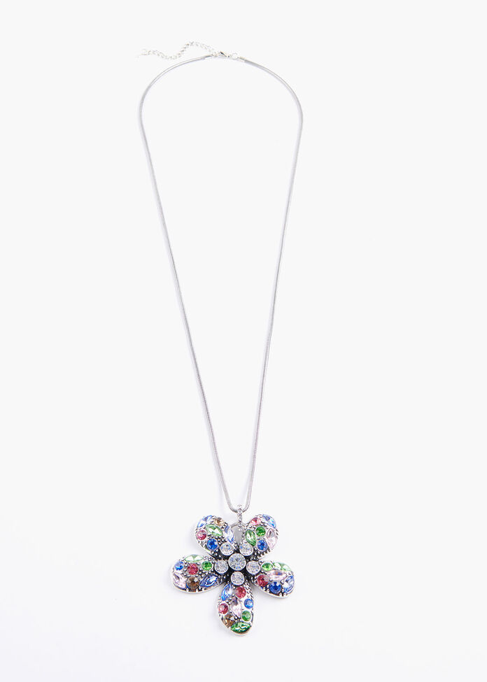 Crystal Flower Necklace, , hi-res