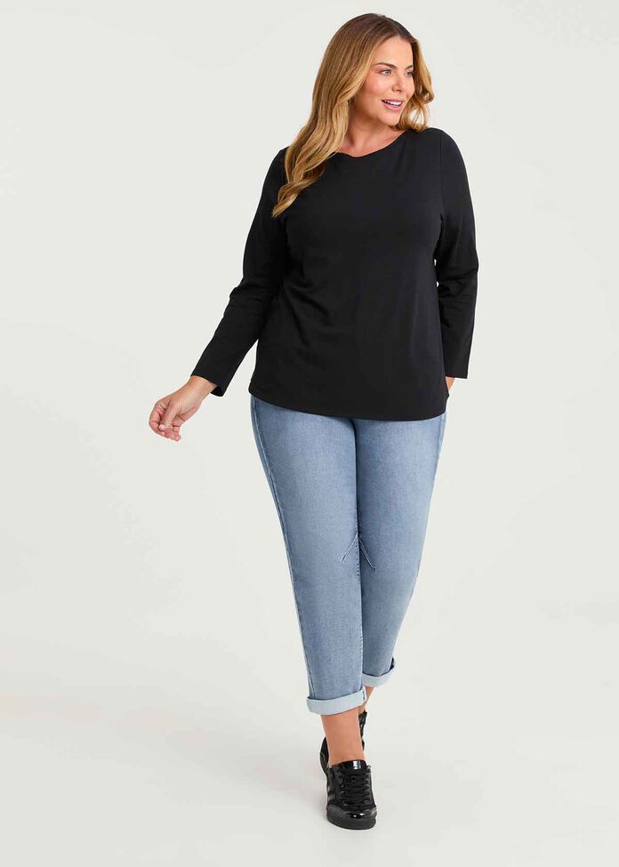 Good Earth Cotton Australian Cotton Boat Neck Top, , hi-res