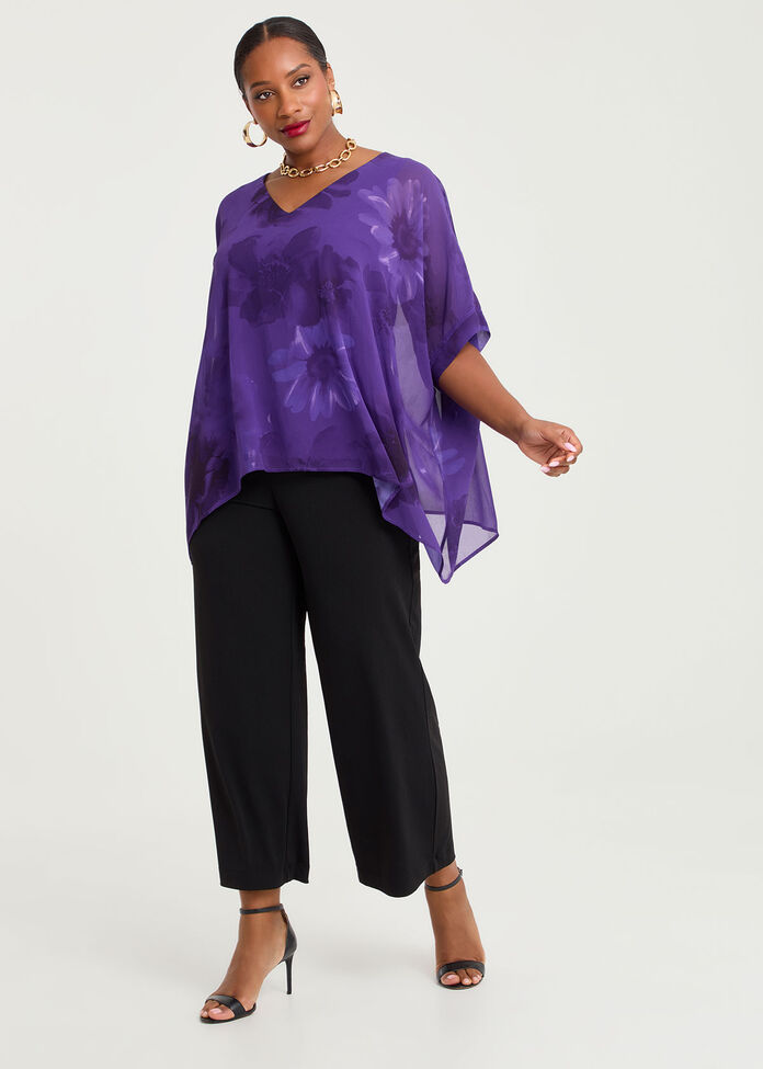 Ruby Floral Chiffon Event Top, , hi-res