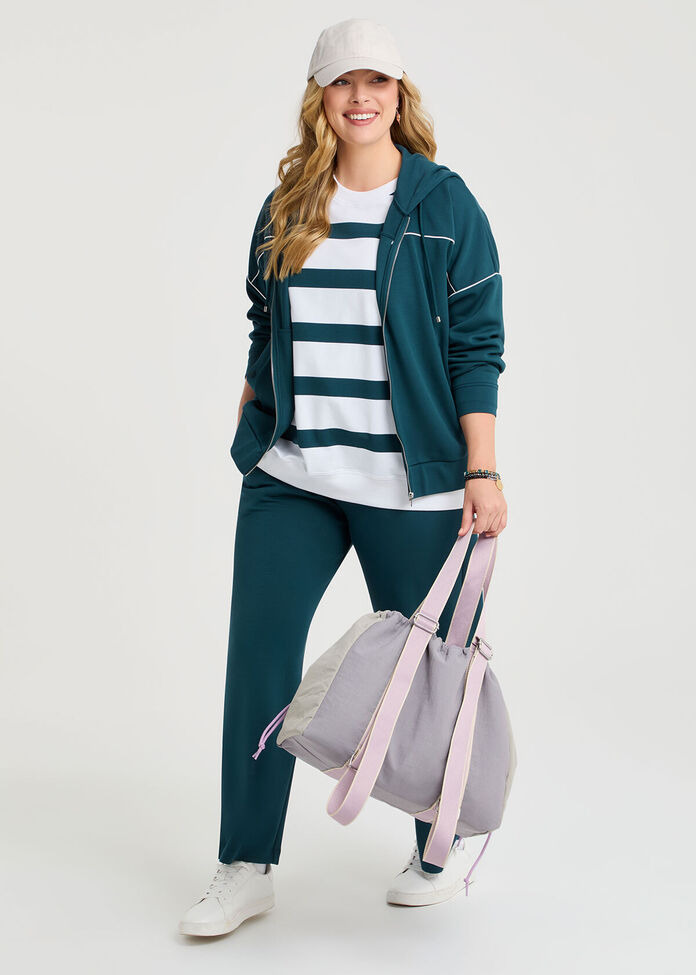 Cotton Linear Stripe Sweatshirt, , hi-res