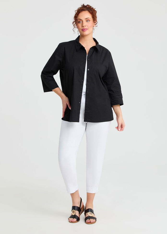 Stretch Cotton Poplin Shirt, , hi-res