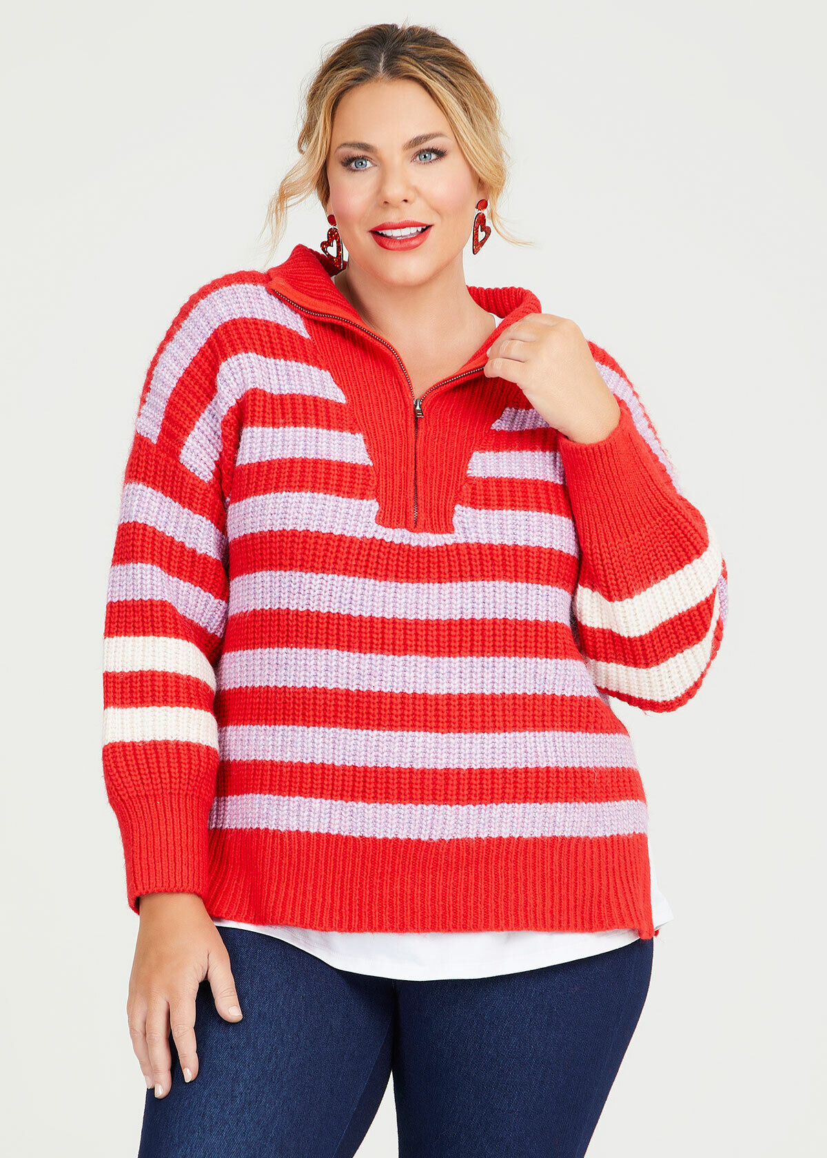 Red and white striped jumper womens store