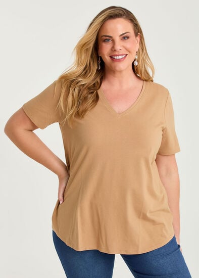 Plus Size Good Earth Australian Cotton V-neck T-shirt