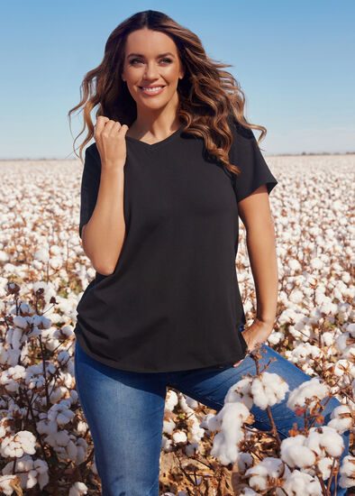 Plus Size Good Earth Australian Cotton V-neck T-Shirt