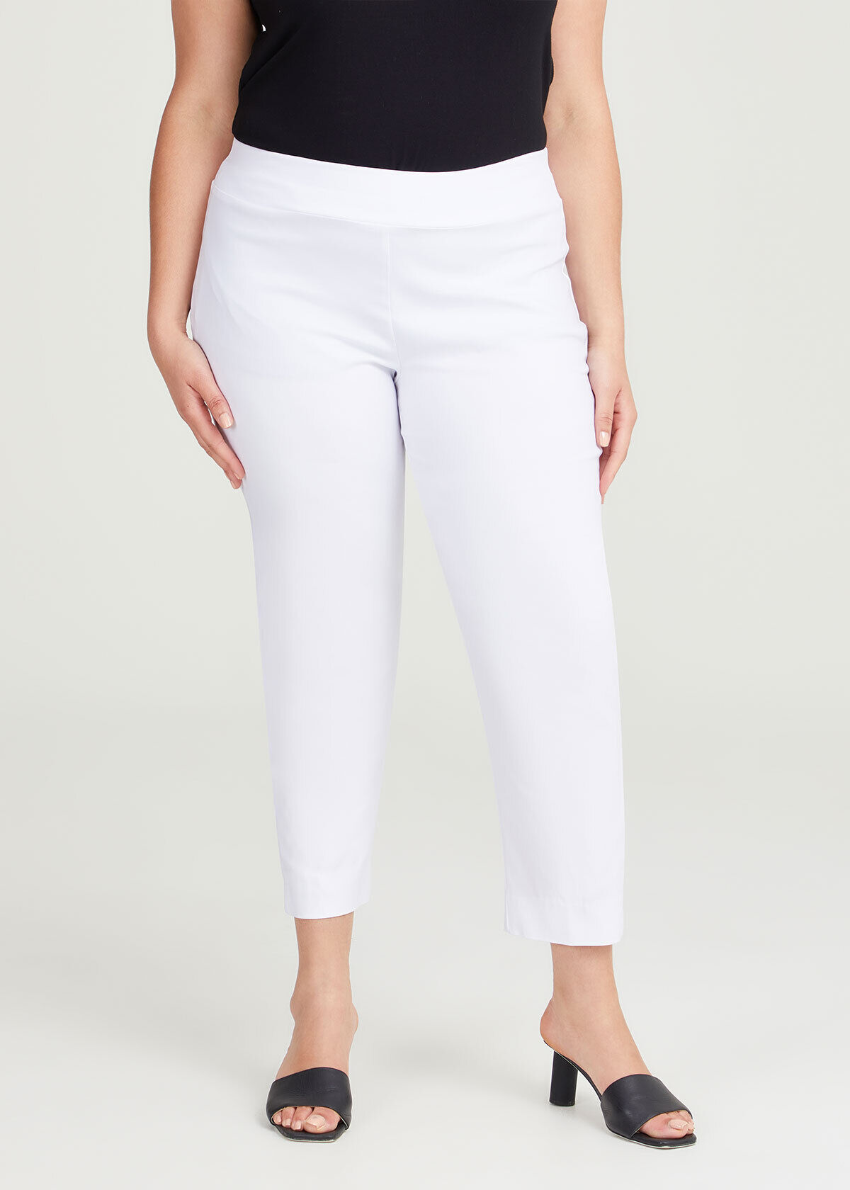 Buy White Straight Fit Plus Size Trouser Pants Online - Aurelia