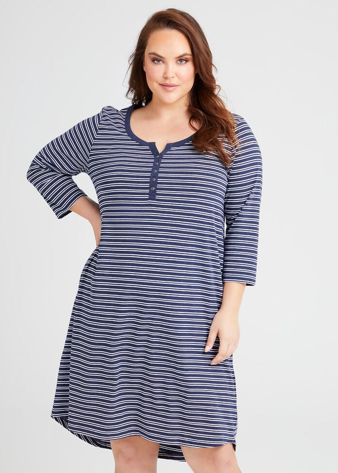 Shop Plus Size Cotton Blend Stripes Nightie in Stripes | Sizes 12-30 ...
