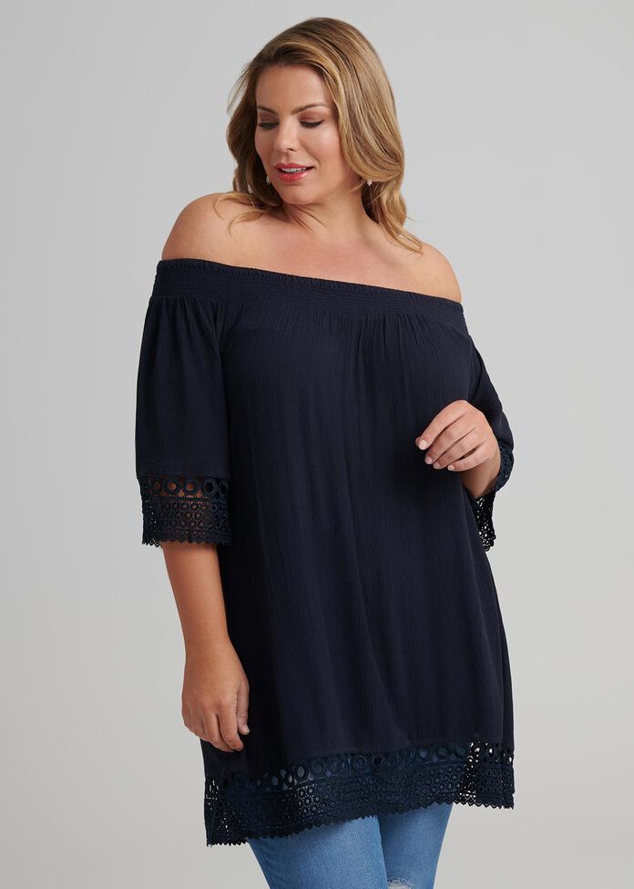 Shop Plus Size Embroidery Tunic in Navy | Sizes 12-30 | Taking Shape AU