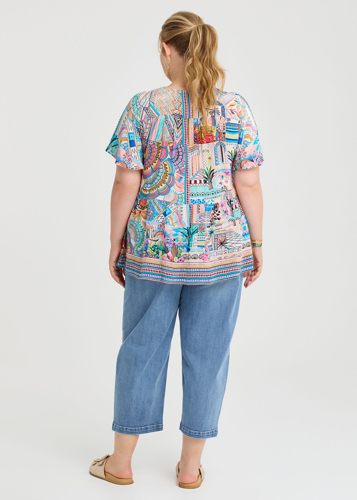 Shop Plus Size Natural Sunset Holiday Top, Multi | Taking Shape AU