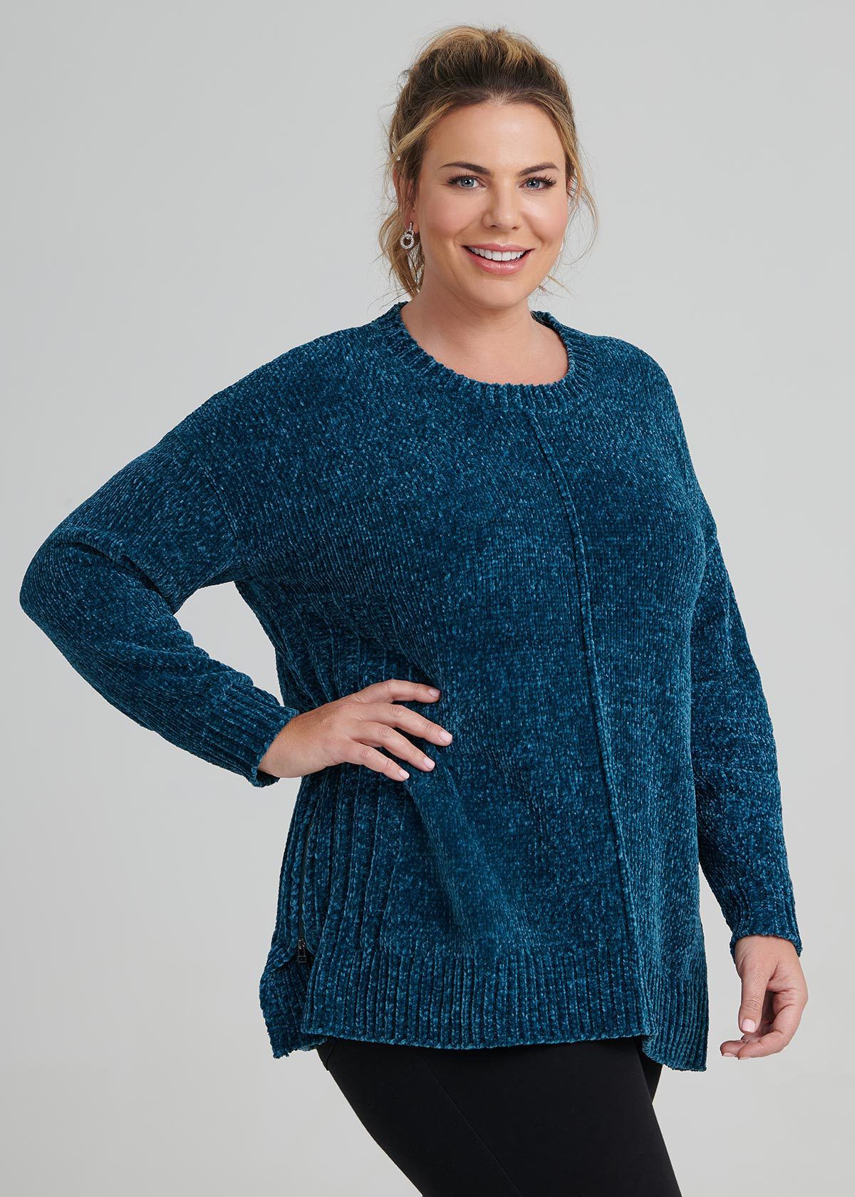 Shop Plus Size Softest Chenille Jumper in Green Taking Shape AU