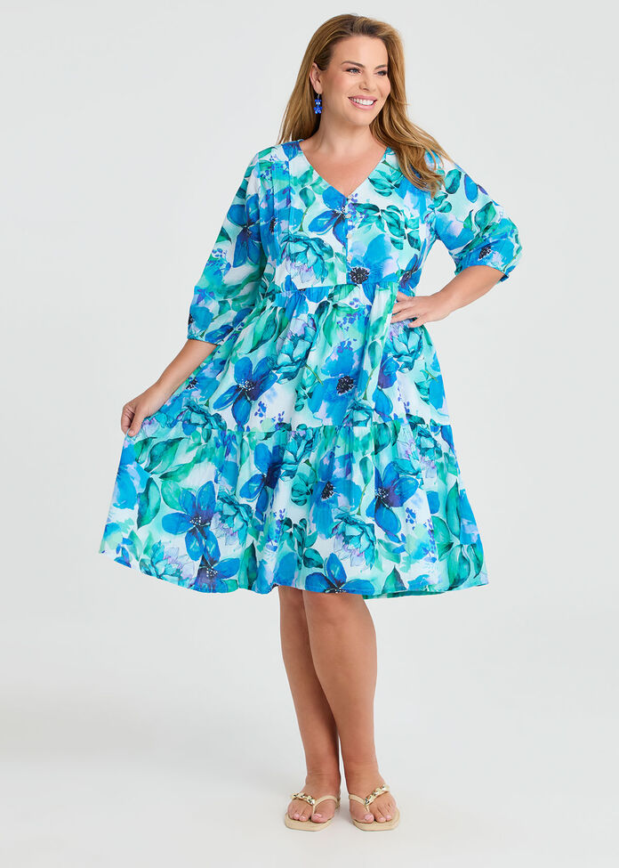 Cotton Garden Isle Print Dress, , hi-res