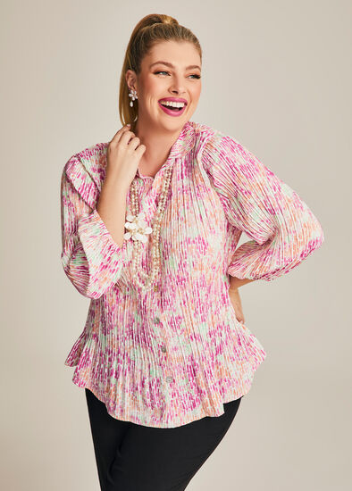 Plus Size Plisse Confetti Spot Shirt