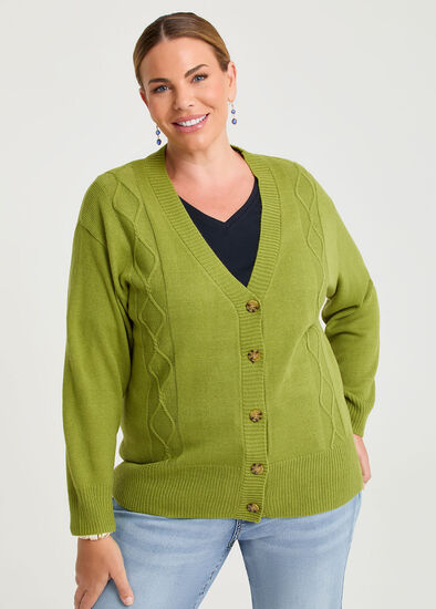 Plus Size Soft Touch Cable Cardigan