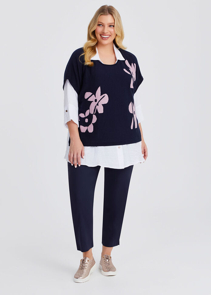 Flower Intarsia Cotton Knit Jumper, , hi-res
