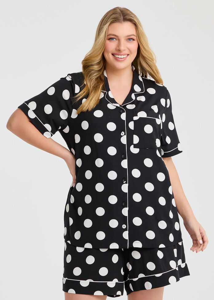 Modal Spot Button Pyjama Top, , hi-res
