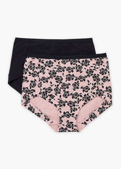 Plus Size 2Pk Eco Cotton Floral Briefs