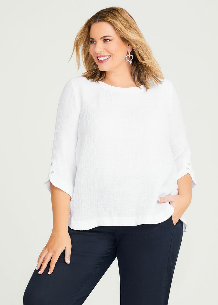 Shop Plus Size Amelie Natural Crinkle Top in White | Taking Shape AU