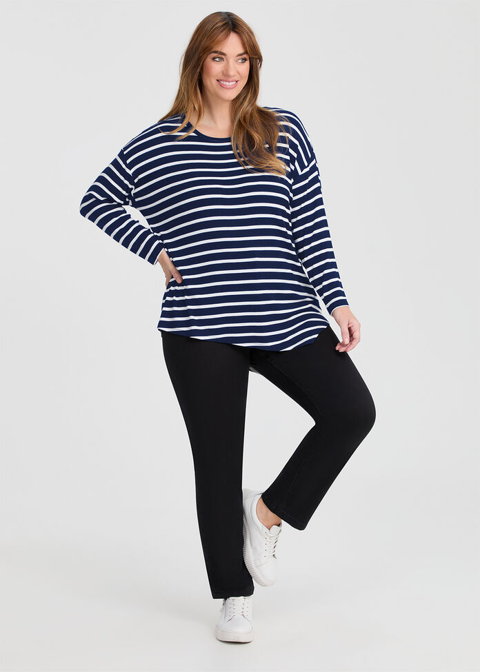 Shop Plus Size Stripe Asymmetrical Rib Top, Stripes | Taking Shape NZ