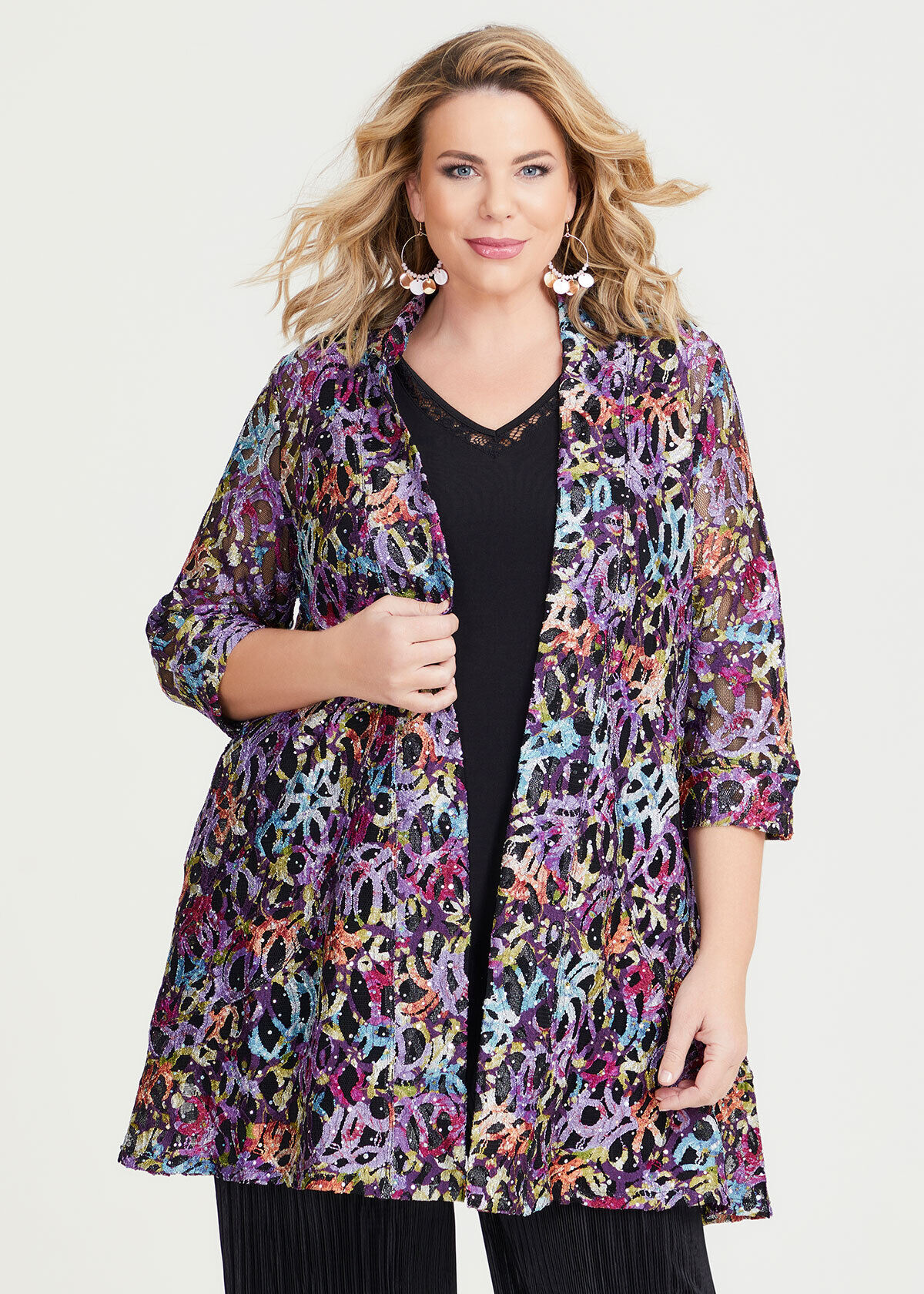 Plus size cheap lace cardigan