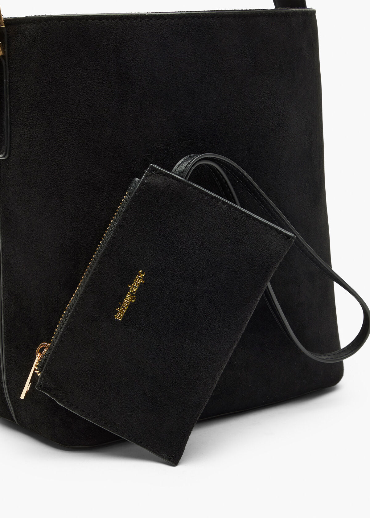 Shop Faux Suede Shoulder Bag in Black | Accessories | Taking Shape AU