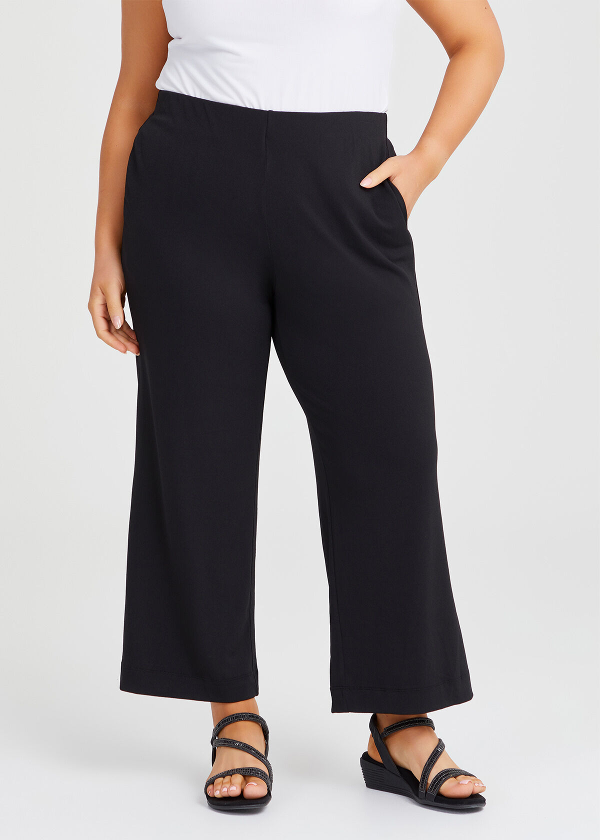 Petite plus size wide leg pants top
